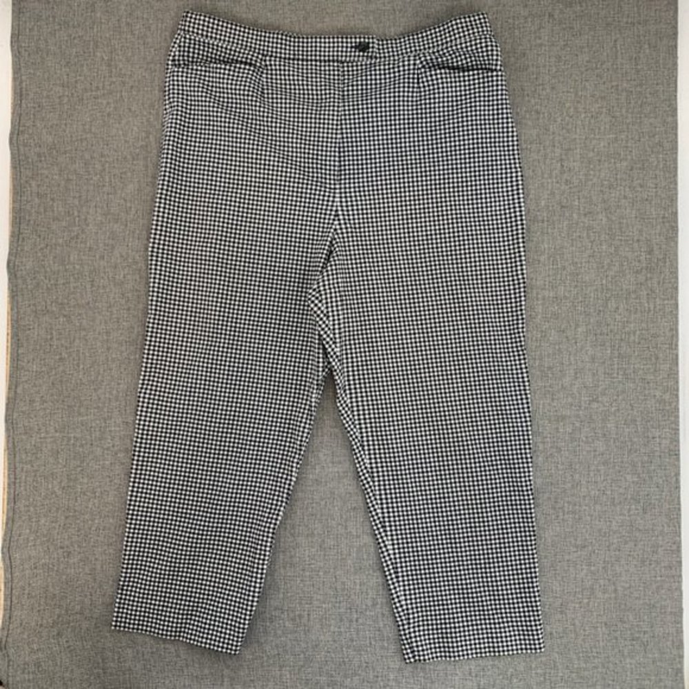 Sag Harbor Plaid Crop Pants Size 14 High Rise Knit Straight Leg Pants